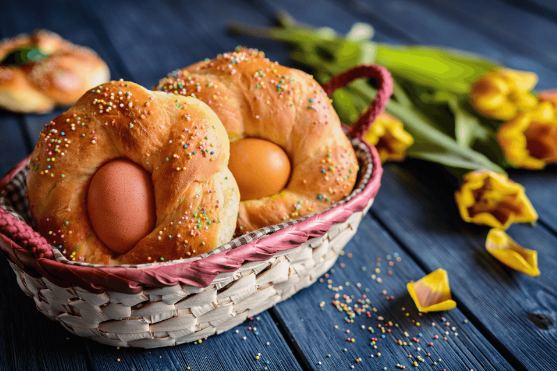 Braiding Italian Easter Bread with Eggs