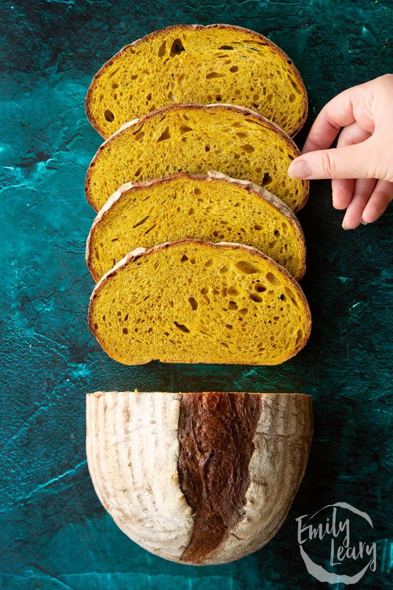 Keto Pumpkin Bread Baking: A loaf of keto pumpkin bread baking in the oven.