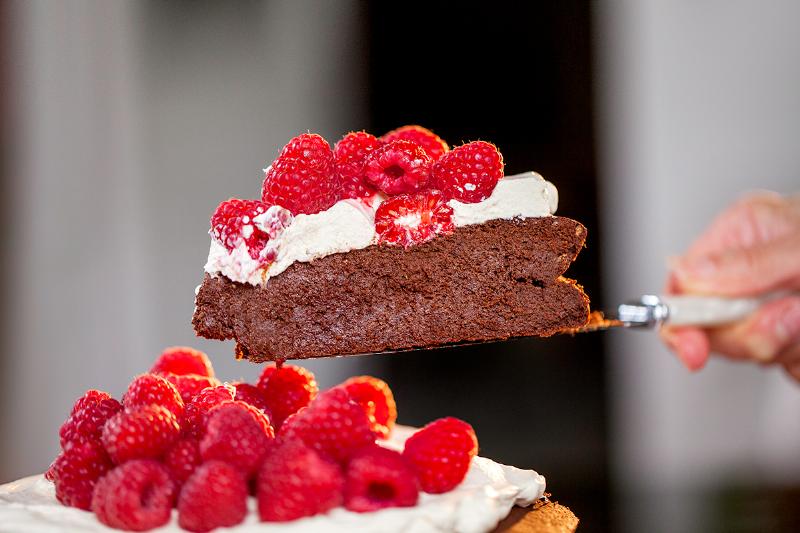 Keto vanilla cake slices on a plate