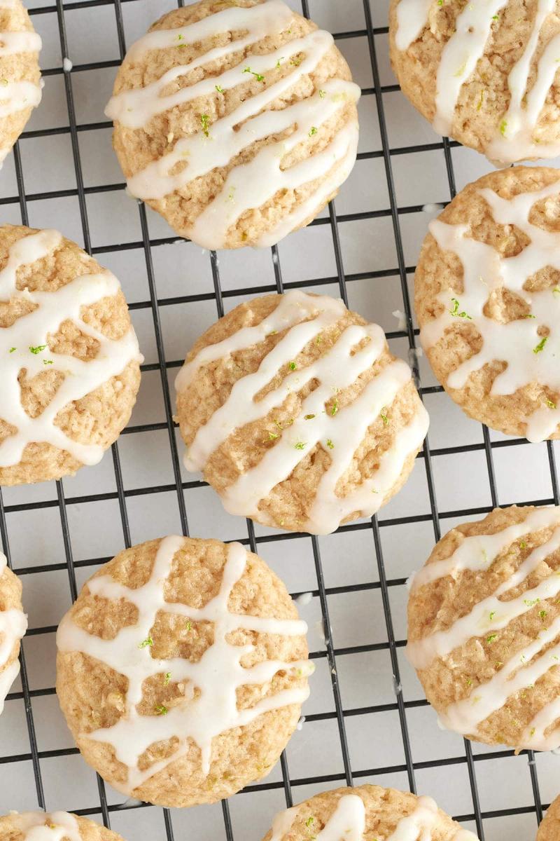 Glazed Key Lime Cookies on a Cooling Rack