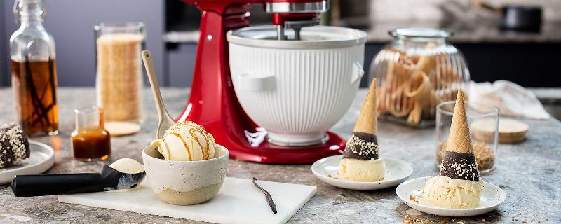 KitchenAid Ice Cream Maker Filled with Homemade Ice Cream