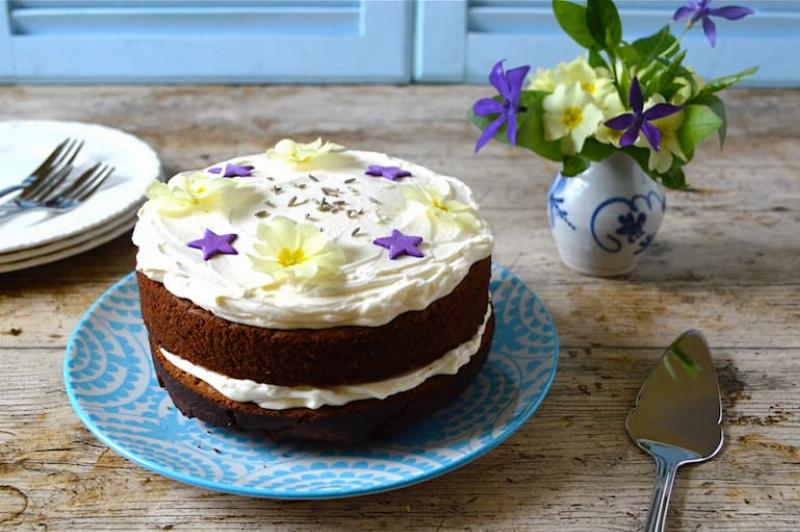 Lavender Cake with Honey Buttercream Frosting