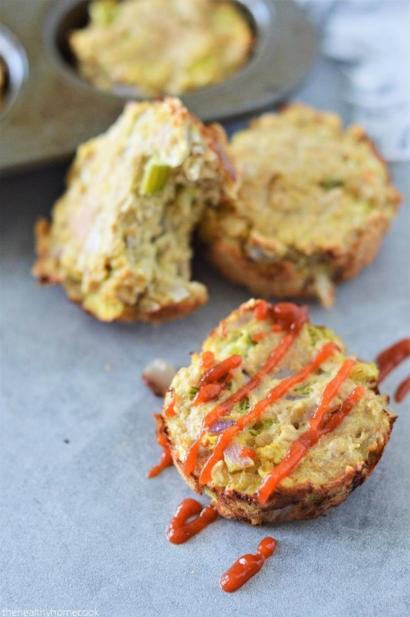 Mini meatloaves baking in a muffin tin