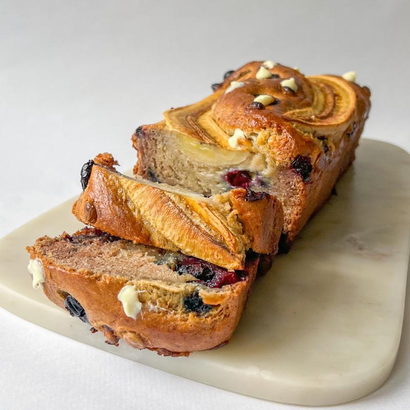 Mixing Blueberry Banana Bread Batter