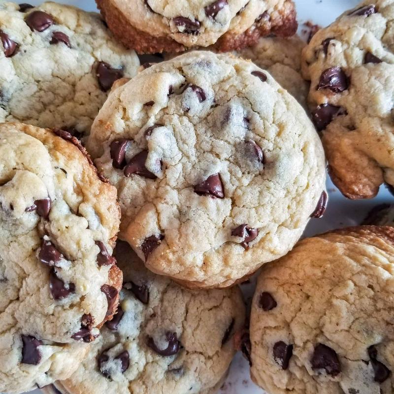 Mixing the chocolate chocolate chip cookie dough in a stand mixer.