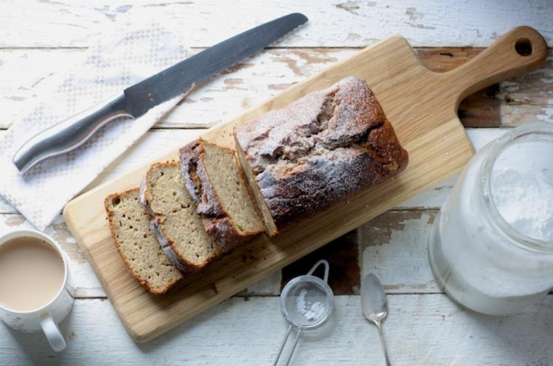 Moist applesauce bread loaf fresh from the oven