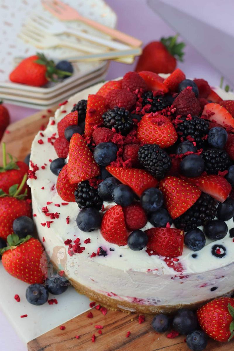 No-Bake Raspberry Cheesecake with Summer Berries