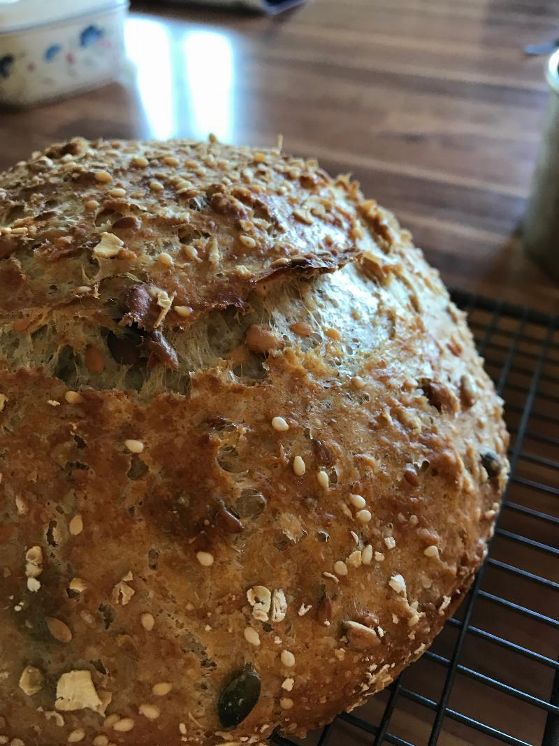 No-Knead Bread Dough Rising in a Bowl