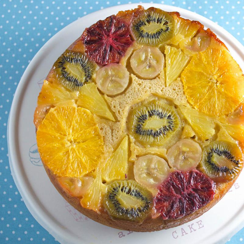 Tropical Passion Fruit Upside-Down Cake