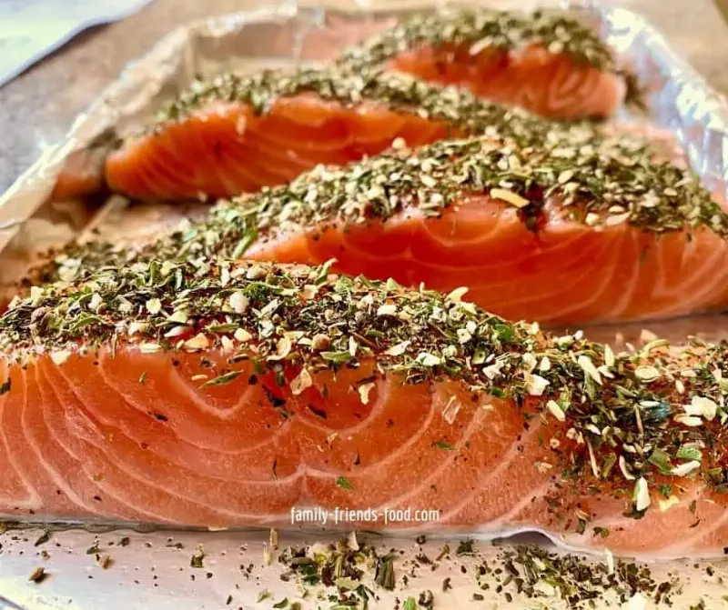 Perfectly Seasoned Salmon Fillet Ready for Baking