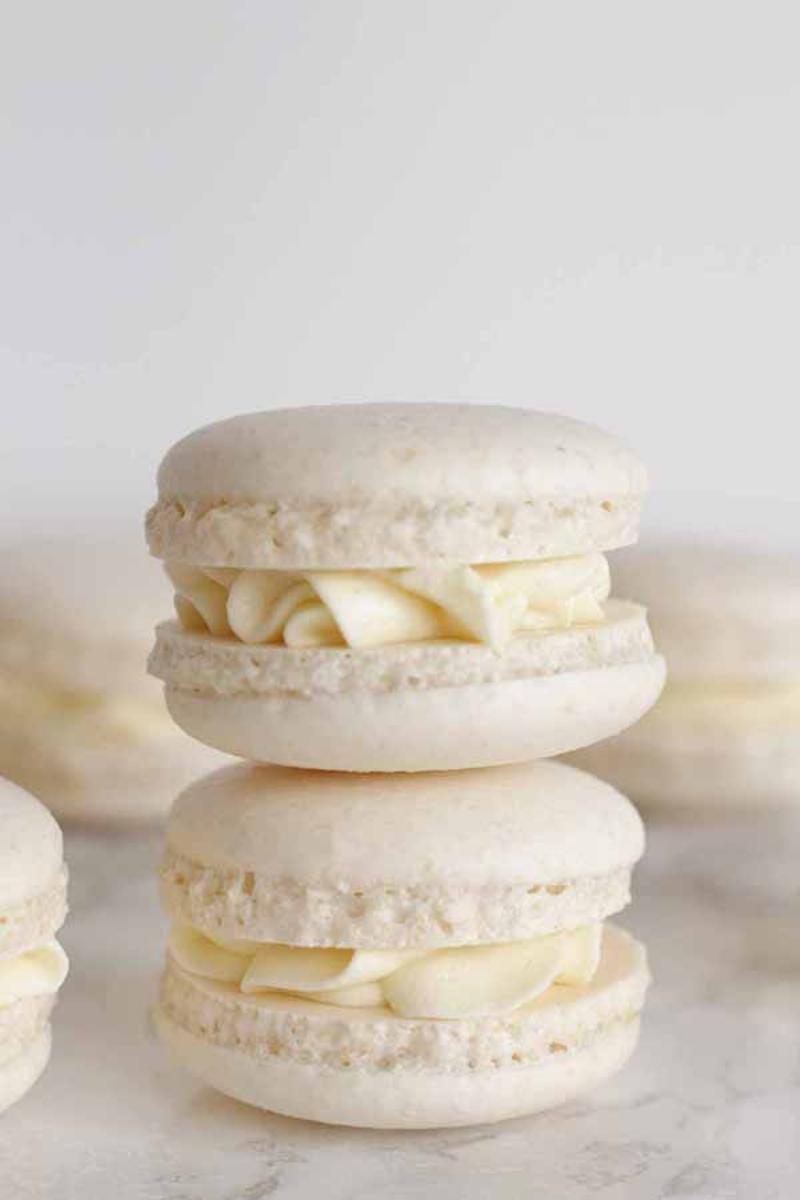 Piping Macaron Batter onto Baking Sheet