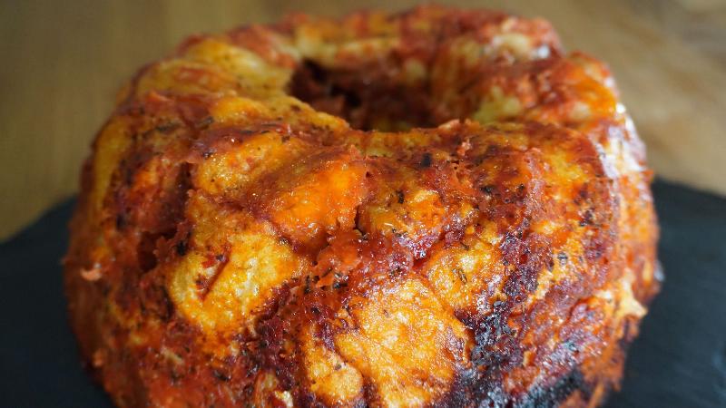 Preparing pizza monkey bread dough