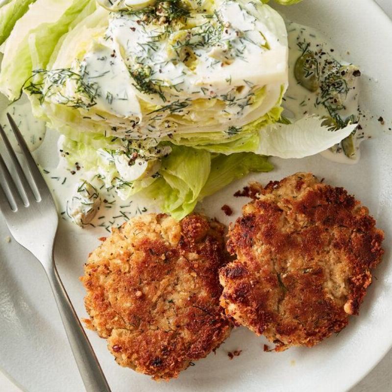 Plated Crab Cakes with Salad