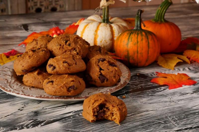 Pumpkin Cookies with Chocolate Chips