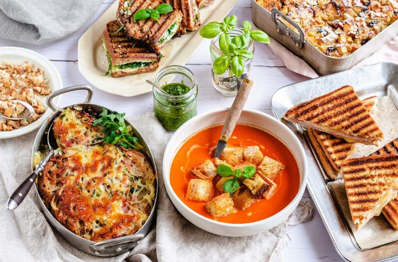 Reviving stale bread with toasting, making croutons, and preparing bread pudding.