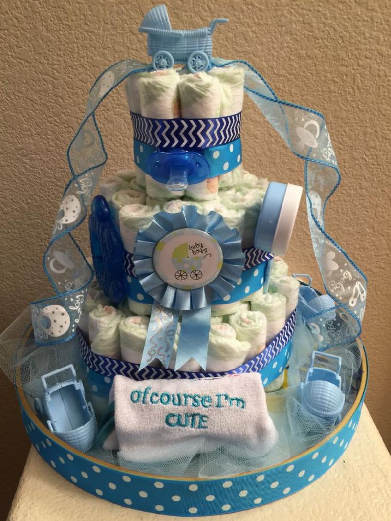 Rolling Diapers for a Diaper Cake