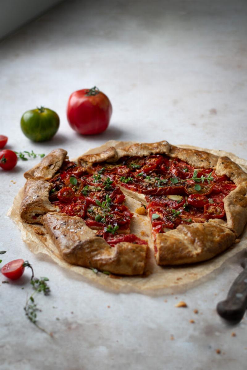 Rustic Fig Galette on Wooden Board