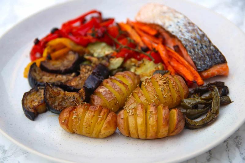 Salmon Dinner with Roasted Vegetables