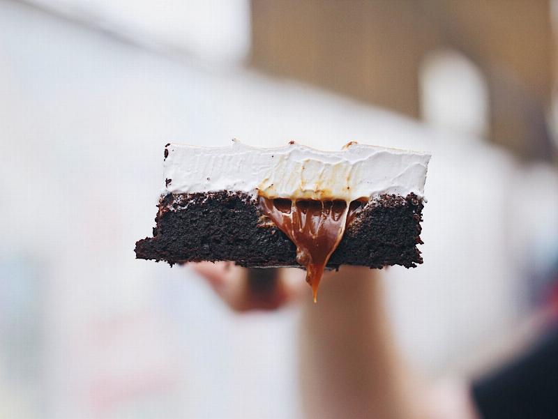 Cross-Section of a Salted Caramel Cupcake Showing the Moist Crumb and Caramel Filling