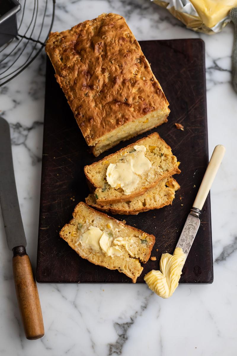 Sliced Loaf of Savory Herb Bread Made with Self-Rising Flour