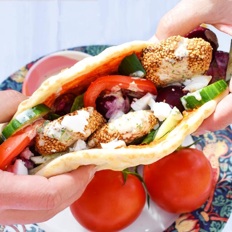 Serving Arabic Bread with Middle Eastern Dips