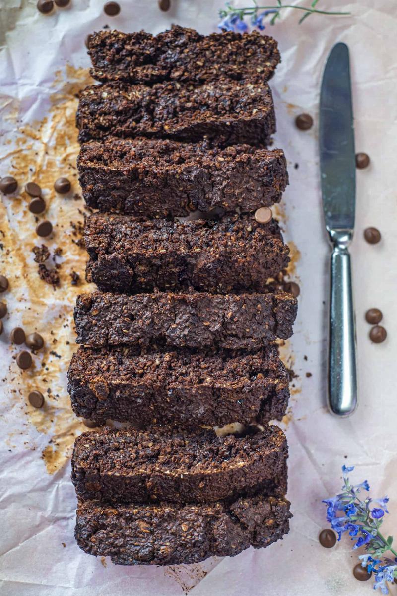 Sliced Chocolate Zucchini Bread