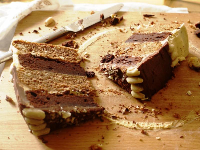 Sliced Moist Chocolate Box Cake on Plate