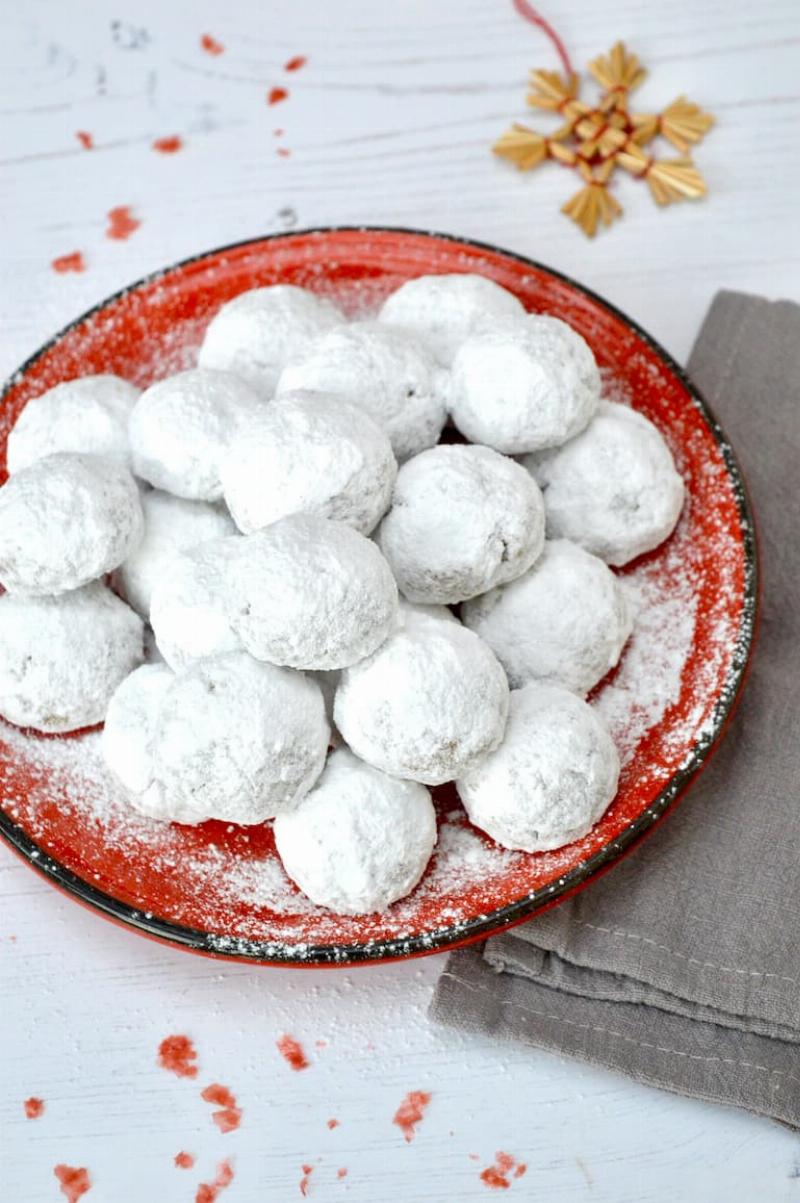 Snowball Cookies Baking on Tray