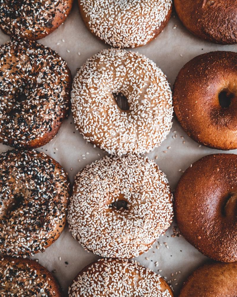 Freshly Baked Sourdough Bagels on a Cooling Rack