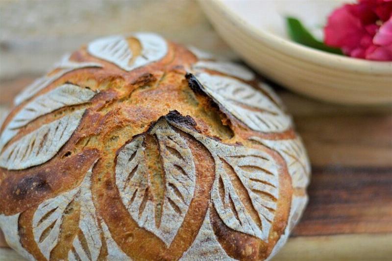 Scoring Sourdough Bread Before Baking