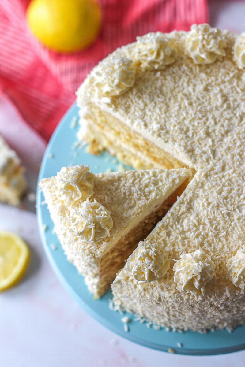 Close-up of a light and airy sponge cake slice