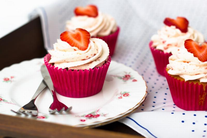 Mixing Strawberry Cupcake Batter