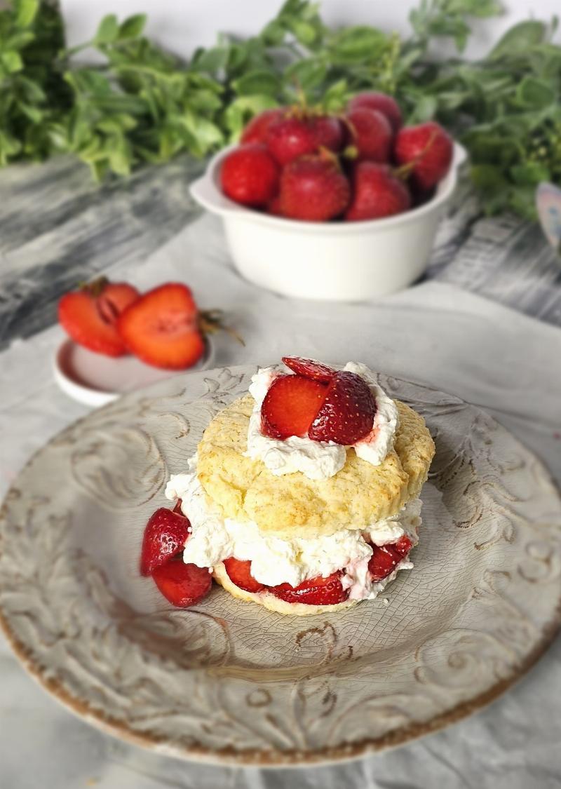 Strawberry Shortcake Cake with Whipped Cream and Fresh Strawberries