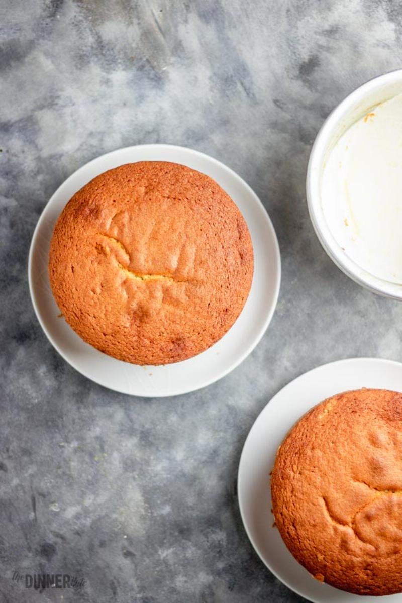 Vanilla sponge cake baking in the oven