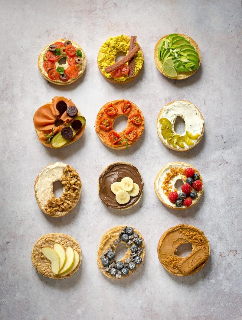 Variety of Vegan Bagel Flavors and Toppings