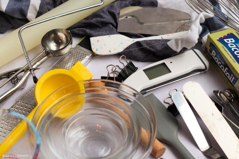 Essential Vegan Baking Tools: Bowls, Measuring Cups, Whisk, Spatula, Baking Sheets