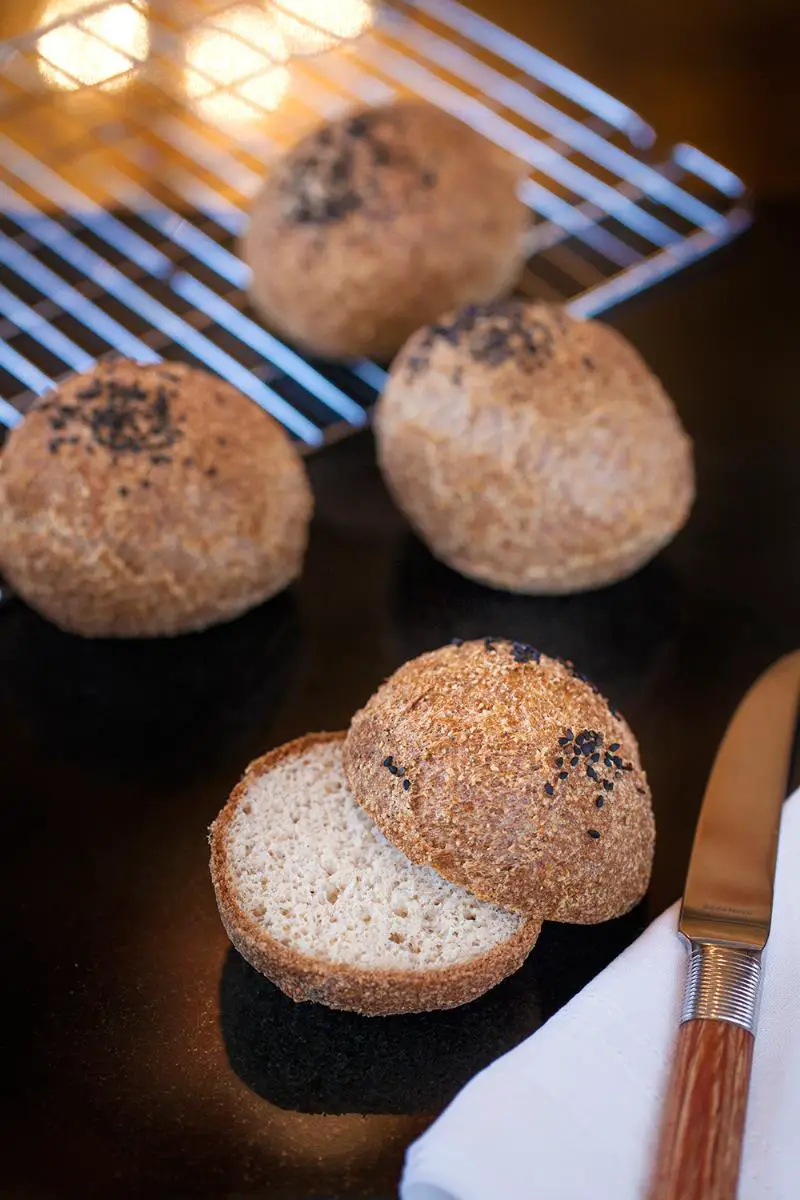 Baked Low Carb Bread Loaf on a Cooling Rack