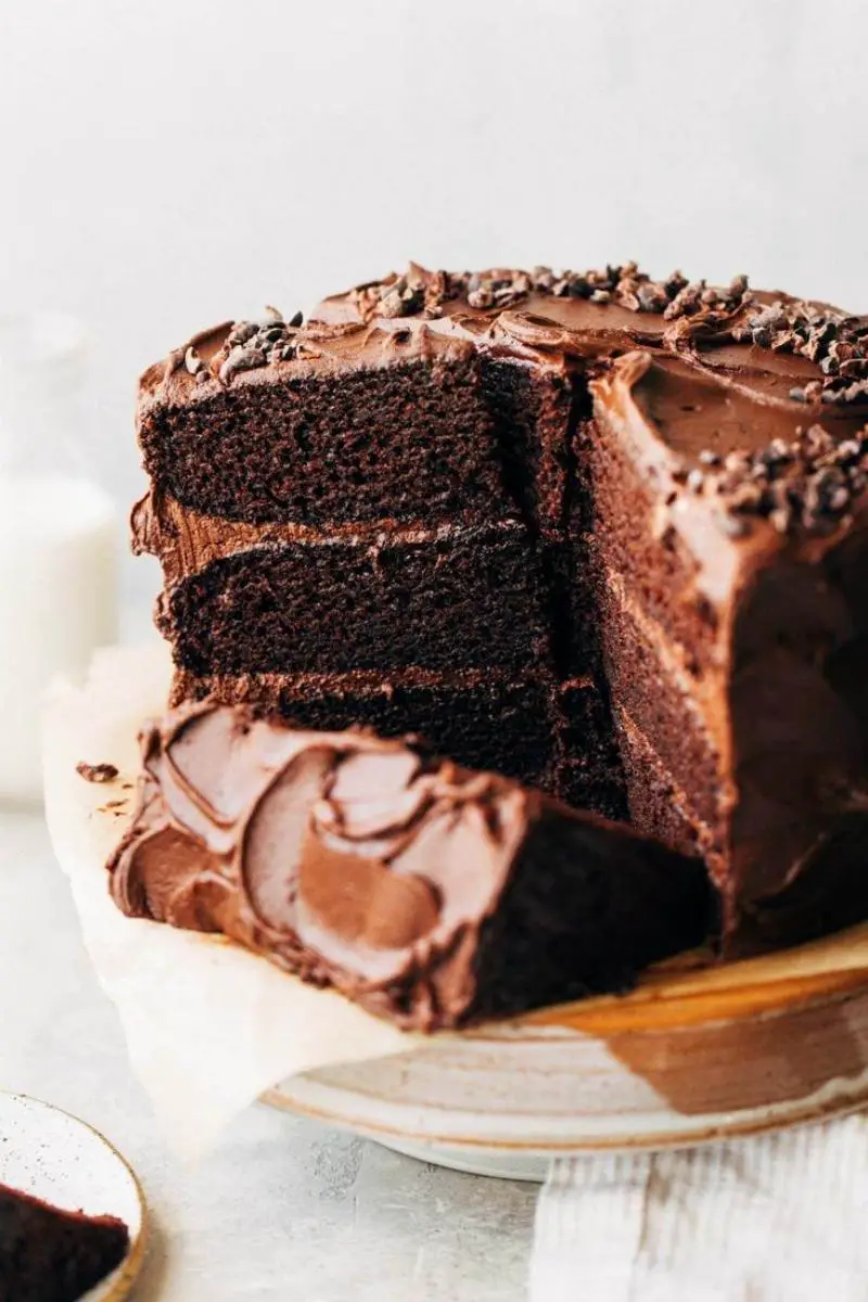 Sliced dairy-free pound cake on a plate