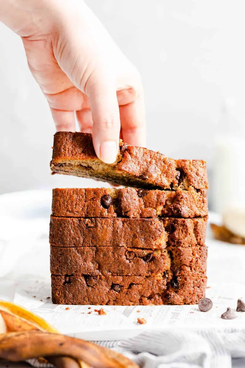 Sliced Banana Bread with Chocolate Chips