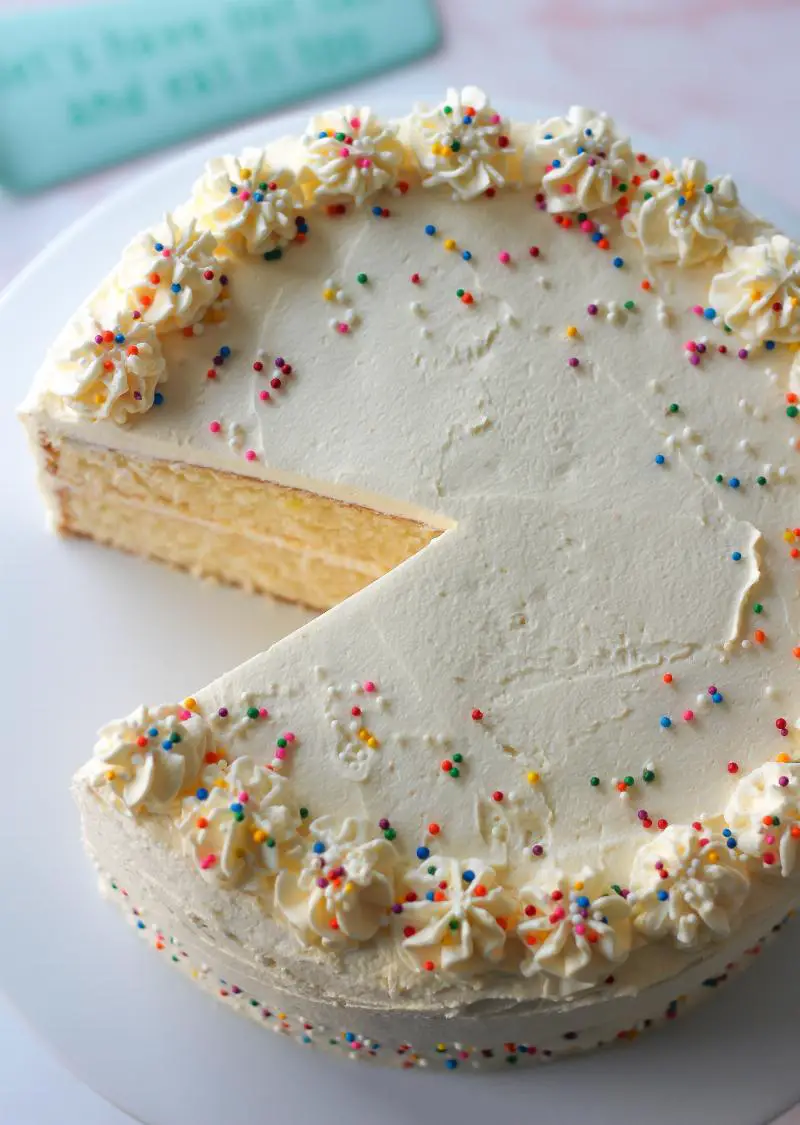 Sliced Vanilla Birthday Cake