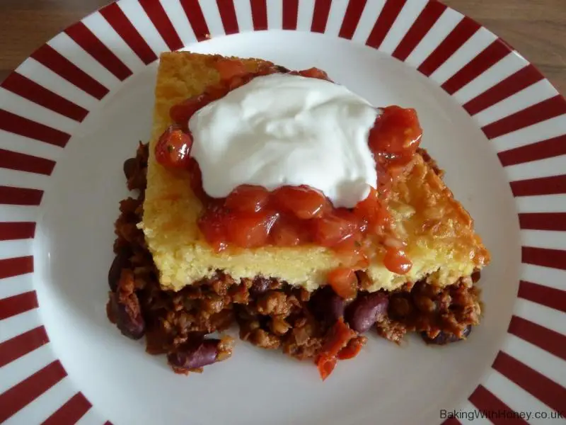 Southern Cornbread with Cheese served with Chili