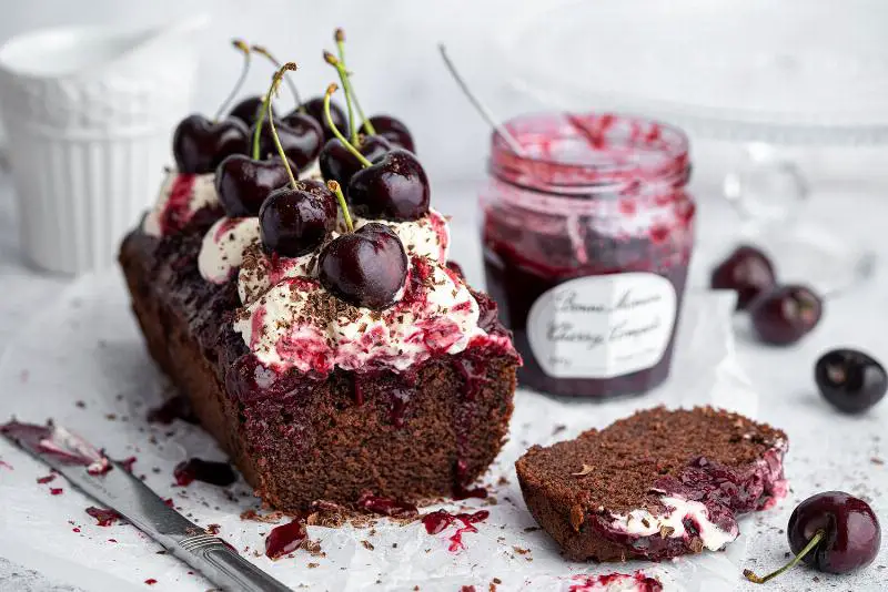 Light and Airy Keto Almond Cherry Cake with Whipped Cream and Cherries