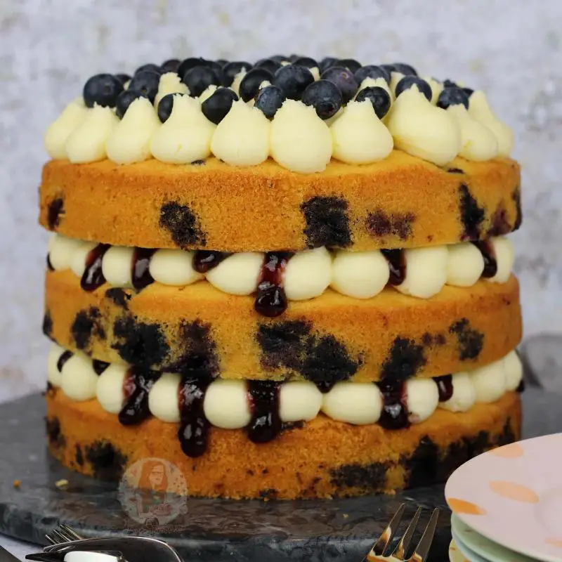 Keto Blueberry Layer Cake with Cream Cheese Frosting